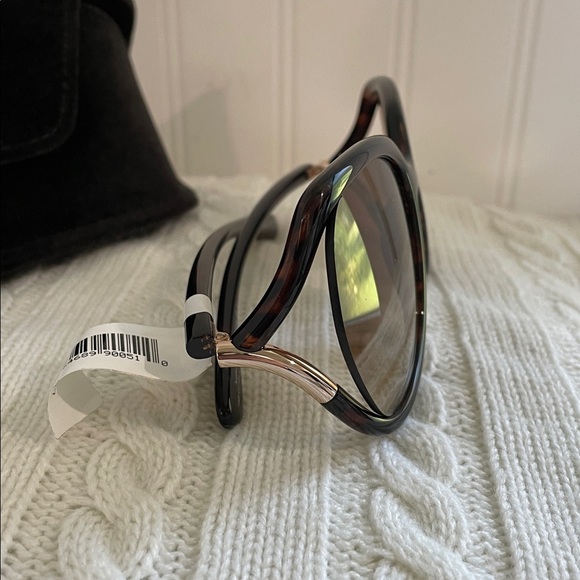 NWT Tom Ford Anouk Women's Gold trim Brown Frame Sunglasses - Picture 3 of 7